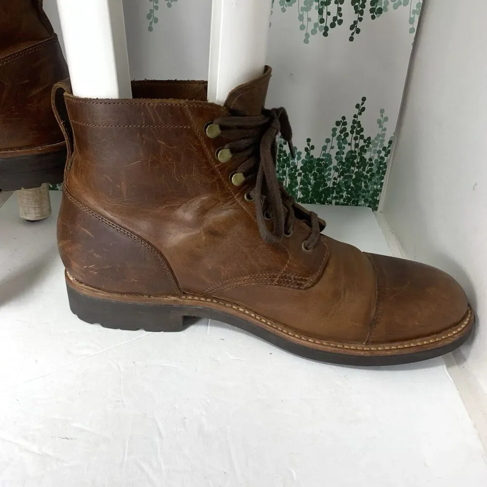 J. Crew Burnished Brown Leather Goodyear F4446 Welt Men’s Boots Size 9